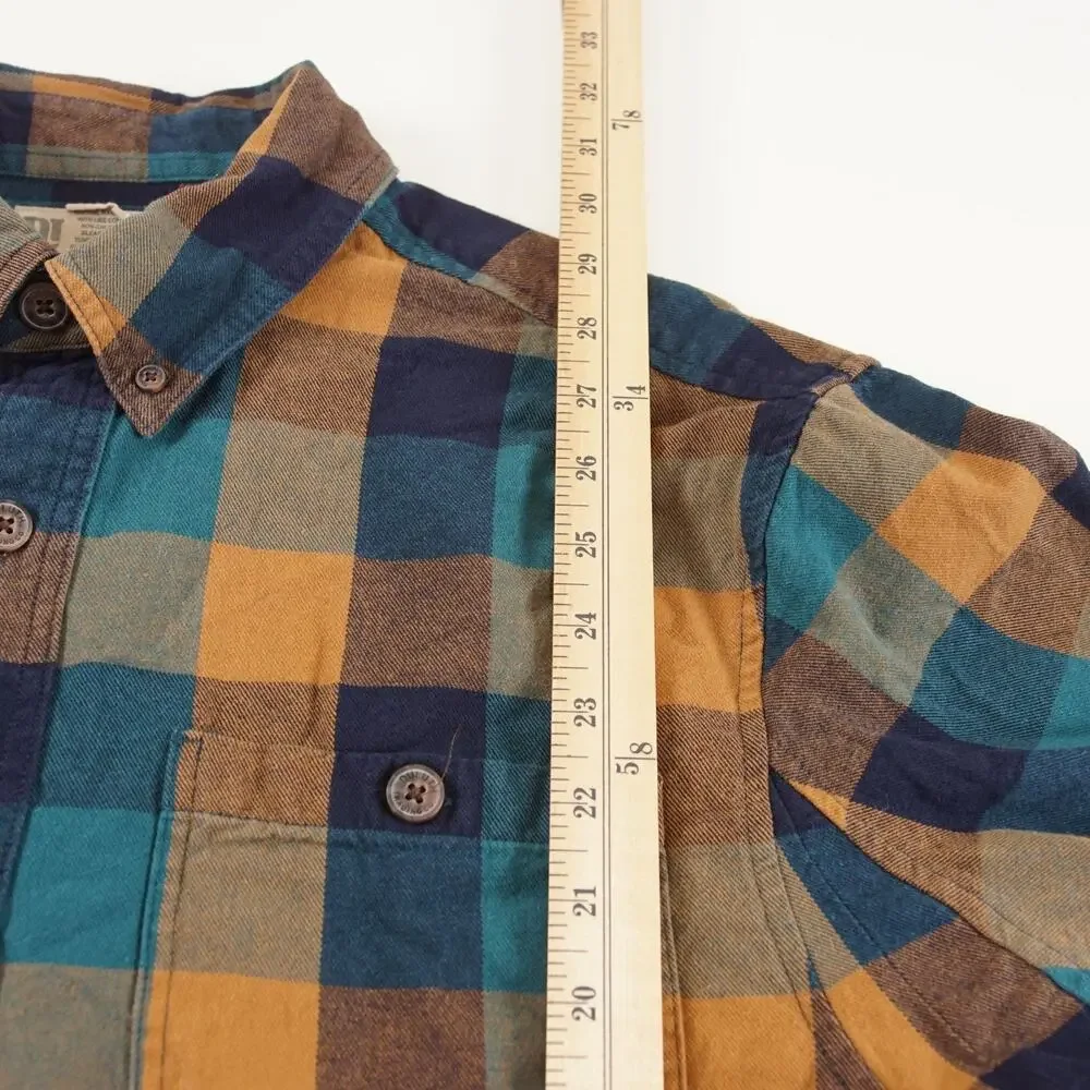 Duluth Free Swingin Flannel Relaxed Fit Long Sleeve Button Down Yellow Blue Sz M - Picture 4 of 7